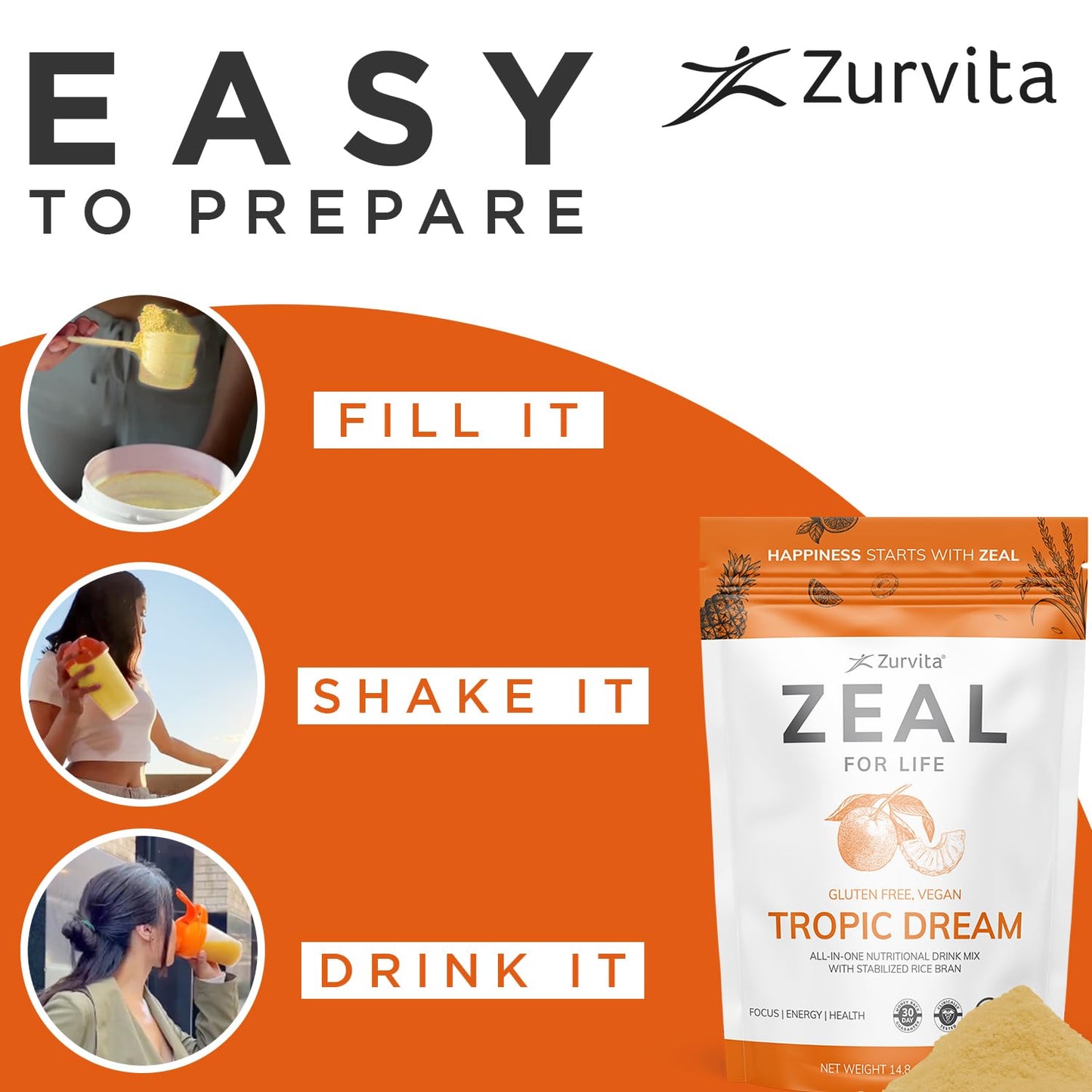 Zurvita Zeal for Life 30-Day Wellness Bag β Tropic Dream Flavor | Daily Nutritional Supplement for Vitality