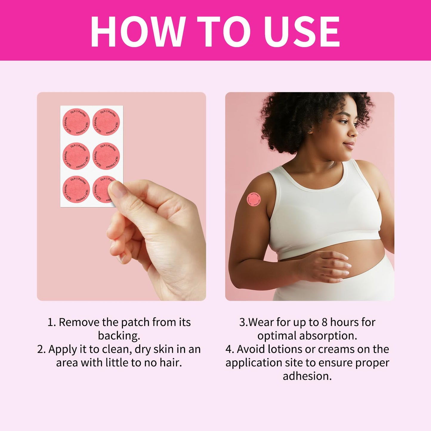 ZXZTSM GLP-1 Weight Patches for Women & Men โ Plant-Based, Skin-Friendly, 30 Count