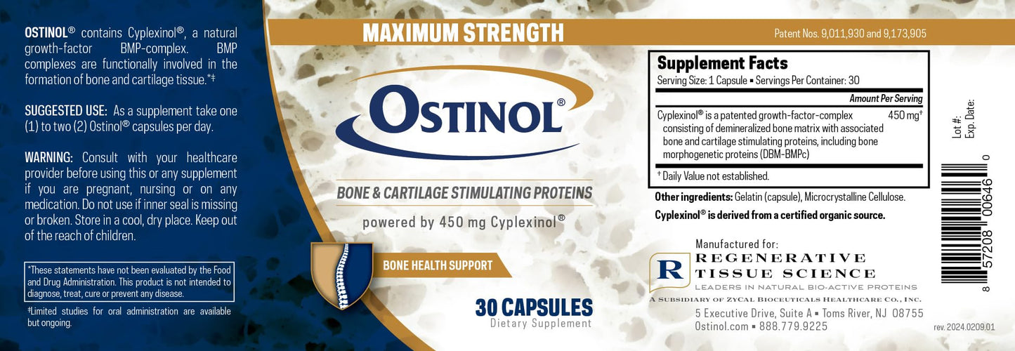 ZYCAL Ostinol Maximum Strength 450mg โ Bone & Joint Support | Stem Cell Activation Certified | 30 Capsules