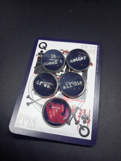 The Cure fan art "Pornography" inspired set of Five Pin Badges