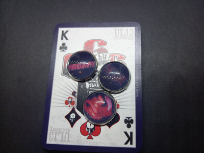 The Cure fan art "Pornography" inspired set of three Pin Badges