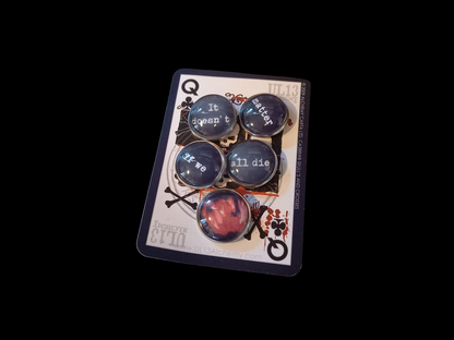 The Cure fan art "Pornography" inspired set of Five Pin Badges