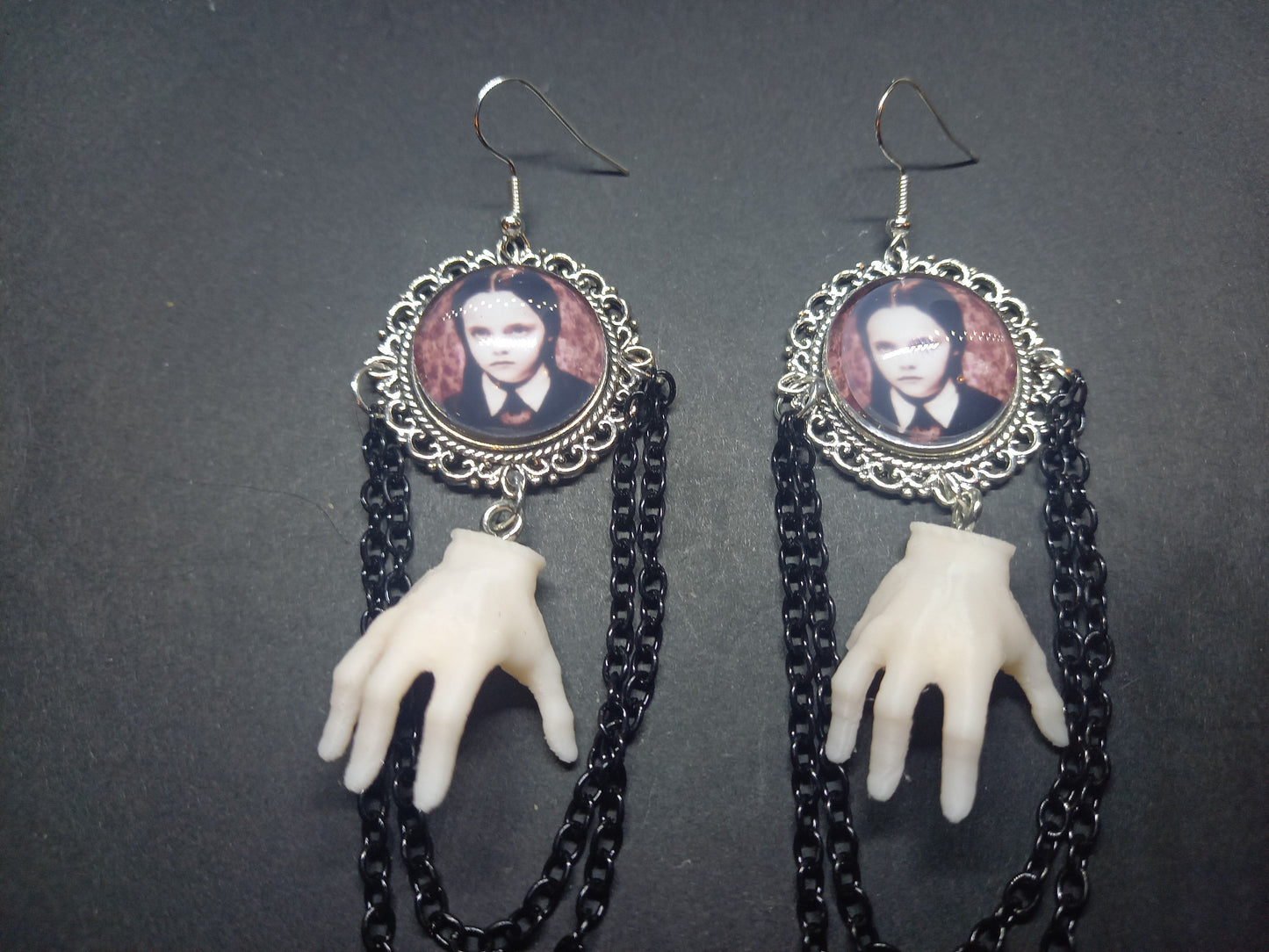 Goth Gothic Witchy Alternative horror Addams family inspired "Wednesday and thing "Deluxe Earrings