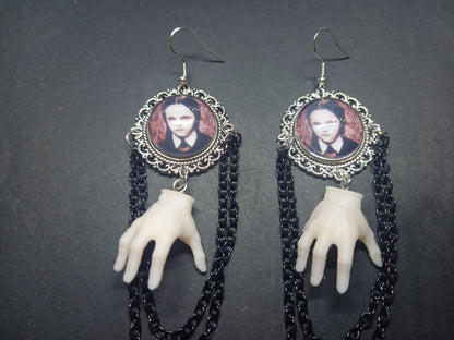 Goth Gothic Witchy Alternative horror Addams family inspired "Wednesday and thing "Deluxe Earrings