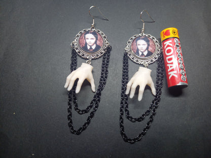 Goth Gothic Witchy Alternative horror Addams family inspired "Wednesday and thing "Deluxe Earrings