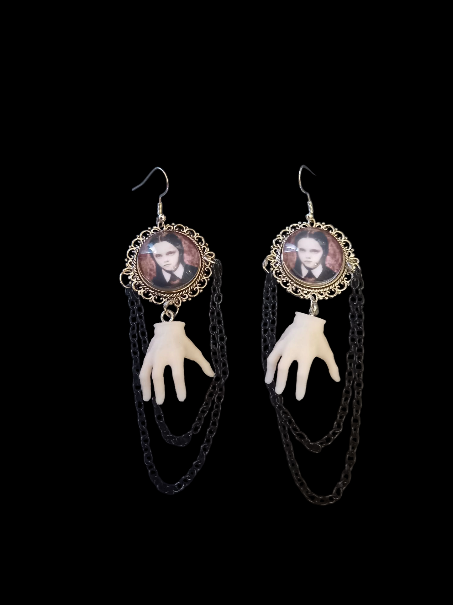 Goth Gothic Witchy Alternative horror Addams family inspired "Wednesday and thing "Deluxe Earrings
