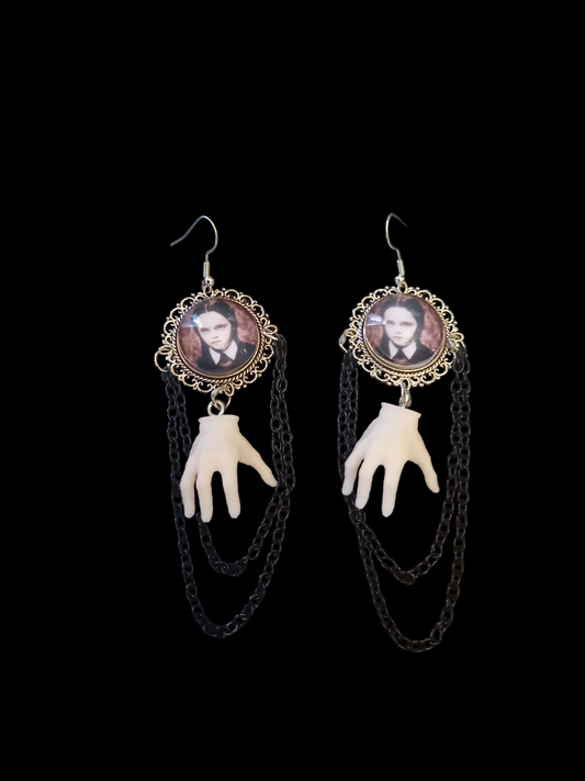 Goth Gothic Witchy Alternative horror Addams family inspired "Wednesday and thing "Deluxe Earrings