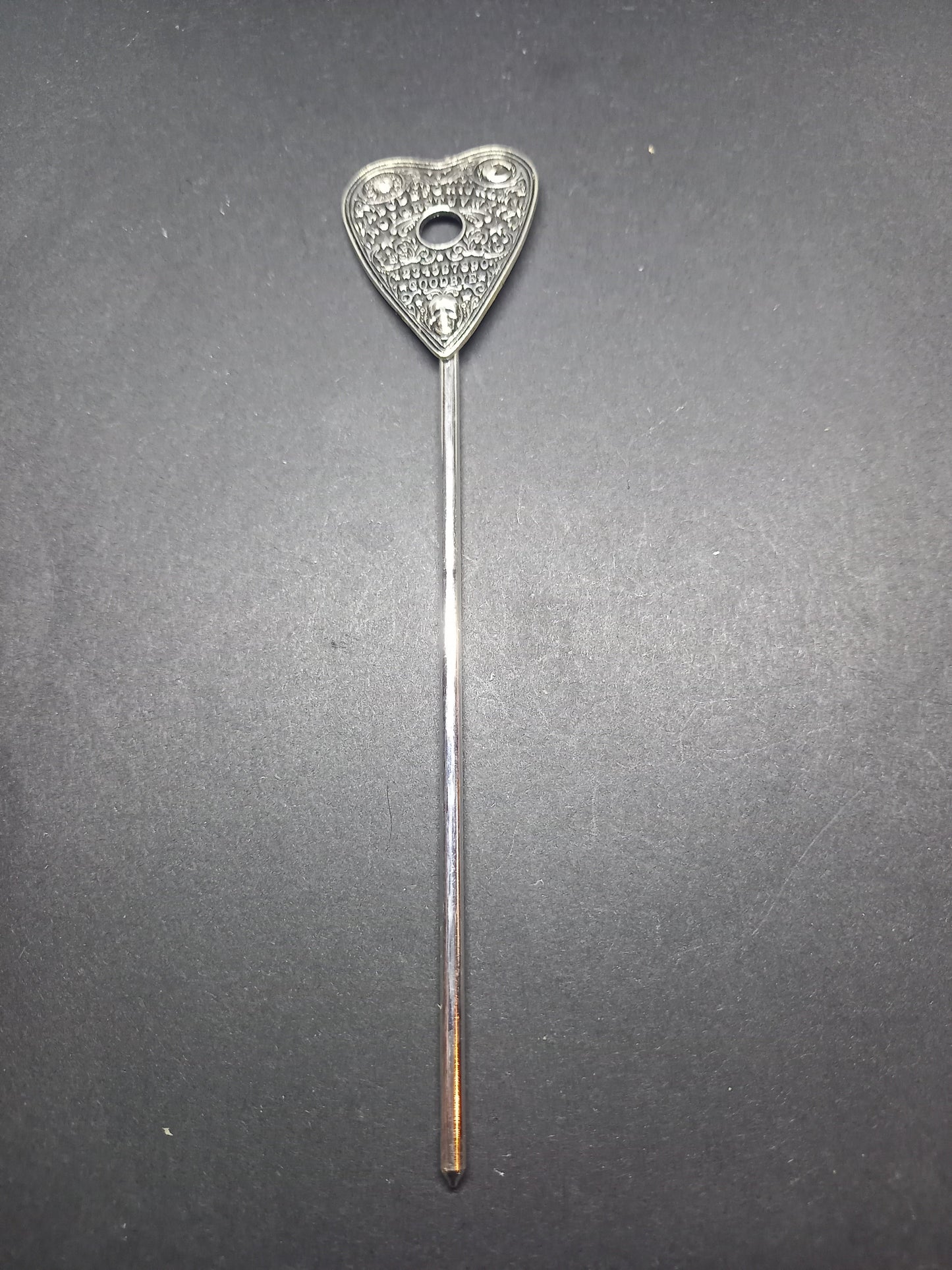 Goth Gothic Witchy Occultist Satanic Pagan "Ouija Planchet" detail metal hair stick V1