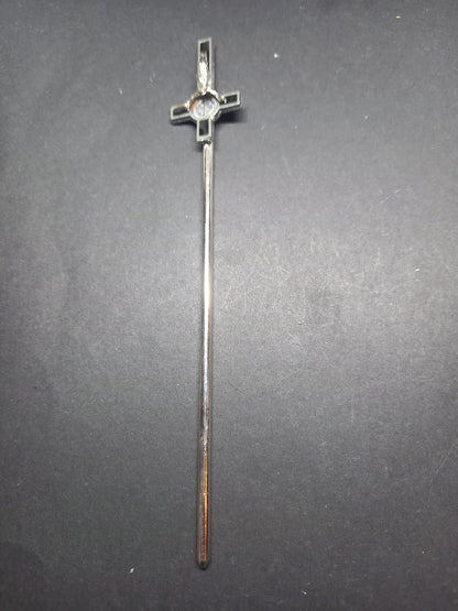 Goth gothic witch witchcraft witchy satanic occult upcycled recycled satanic temple "Inverted crucifix hair stick"