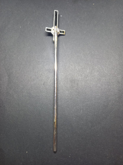 Goth gothic witch witchcraft witchy satanic occult upcycled recycled satanic temple "Inverted crucifix hair stick"
