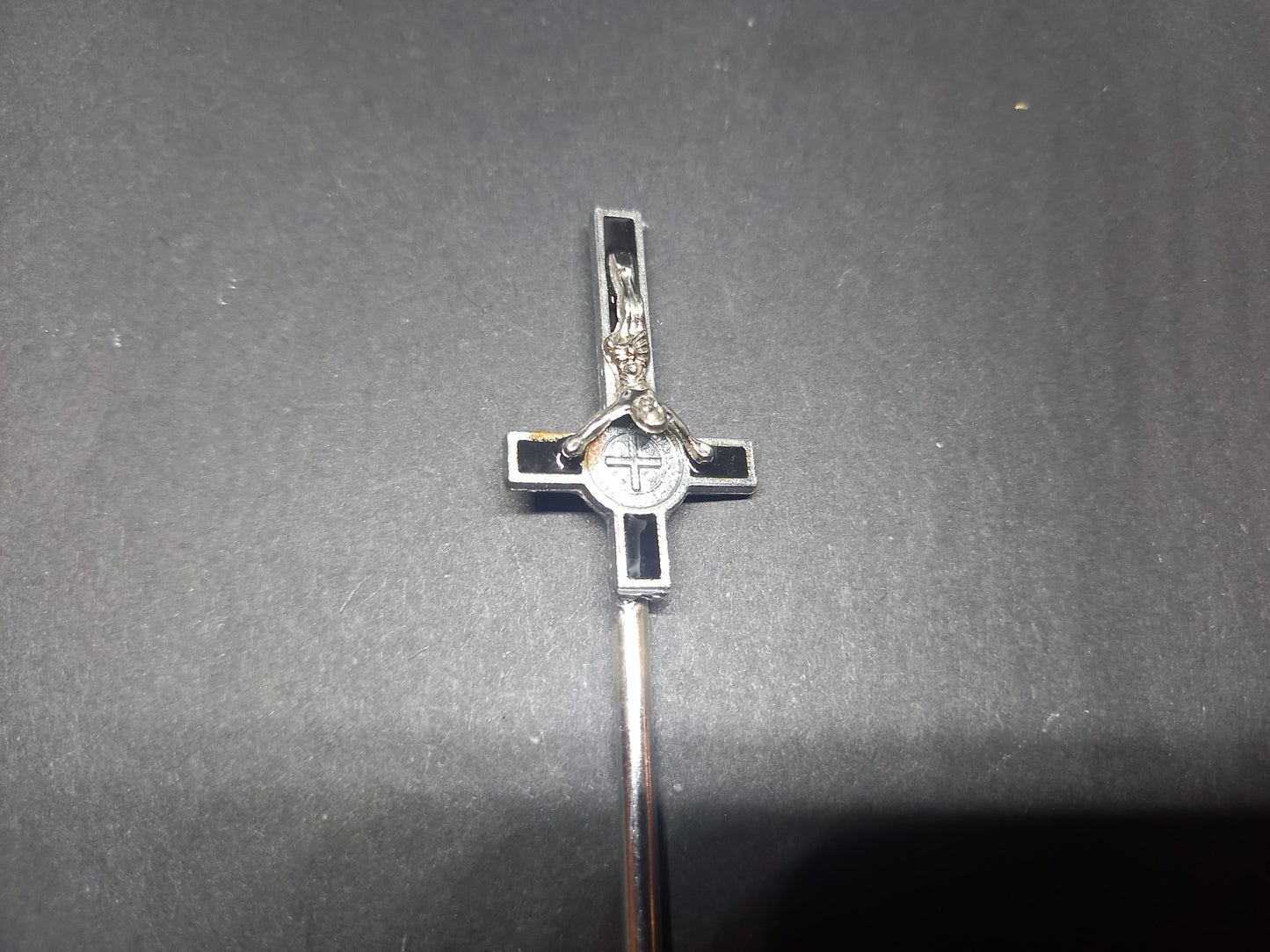 Goth gothic witch witchcraft witchy satanic occult upcycled recycled satanic temple "Inverted crucifix hair stick"