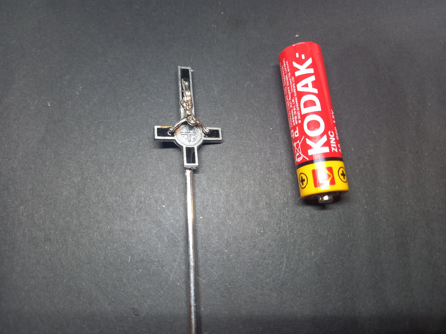 Goth gothic witch witchcraft witchy satanic occult upcycled recycled satanic temple "Inverted crucifix hair stick"