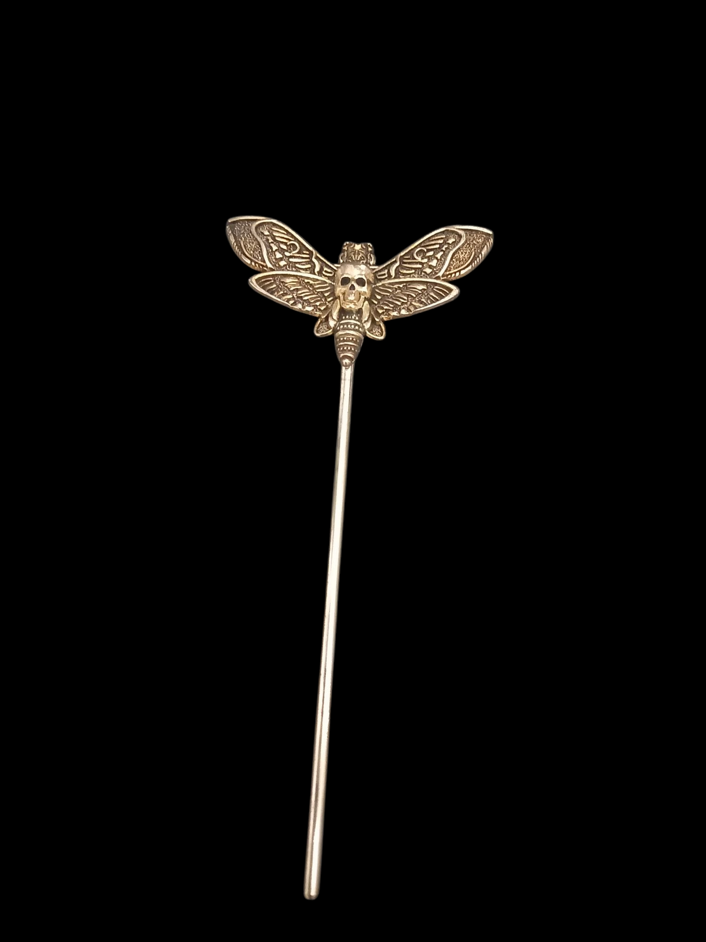 Goth Gothic Witchy Occultist Satanic Pagan "Death head moth" detail metal hair stick V1