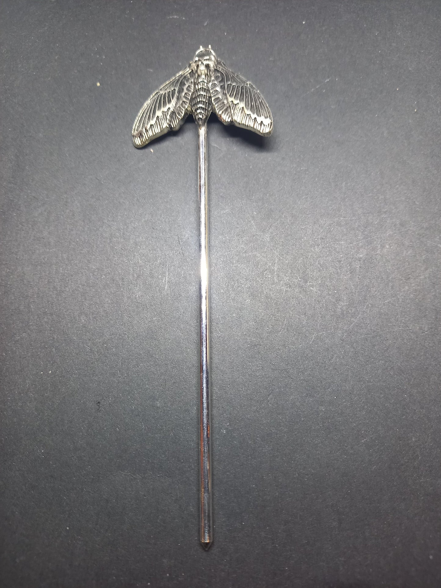 Goth Gothic Witchy Occultist Satanic Pagan "Death head moth" detail metal hair stick V2