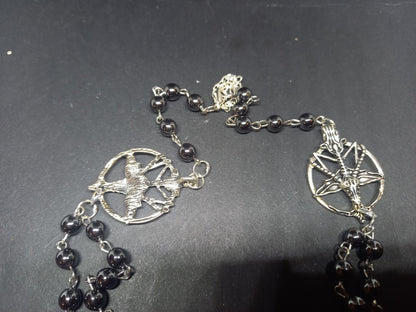 Goth Gothic Witchy Satanic Occult "Satanic Temple Baphomet with two Sigil of Satan details" double layer rosary