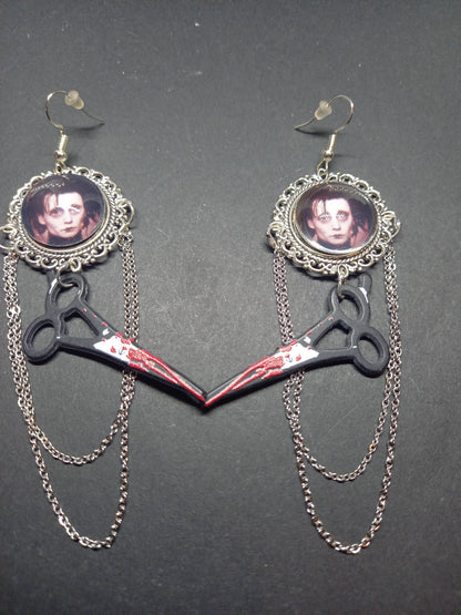 Goth Gothic Witchy Tim Burton Edward Scissorhands "Edward" Deluxe Earrings V2