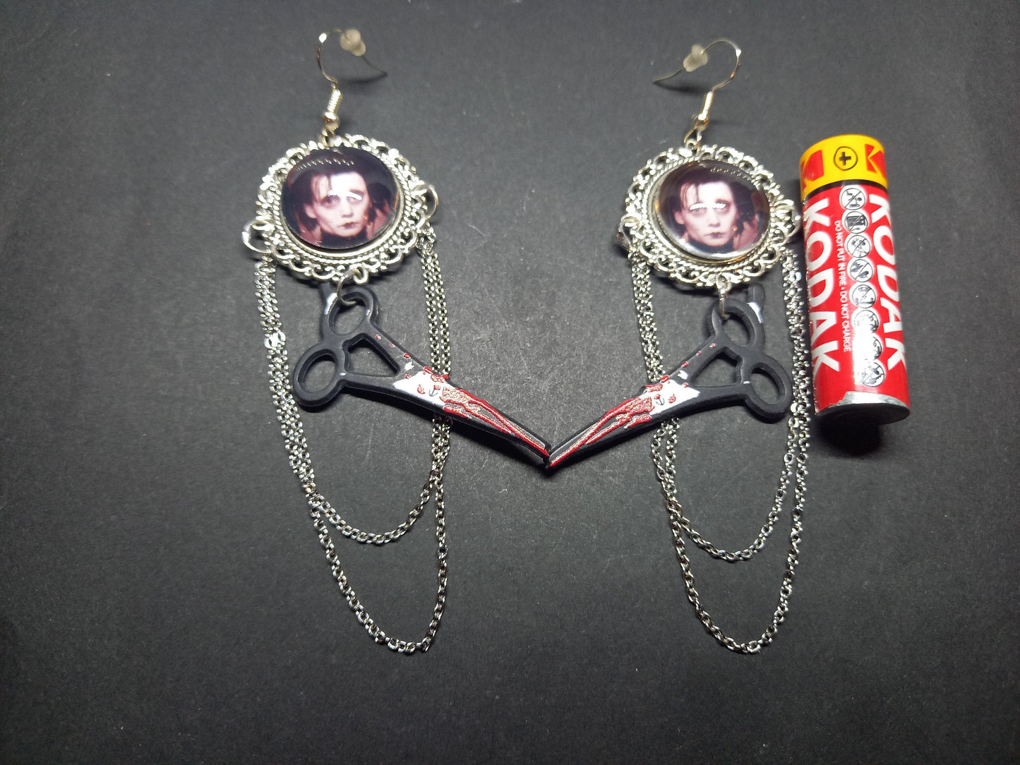 Goth Gothic Witchy Tim Burton Edward Scissorhands "Edward" Deluxe Earrings V2