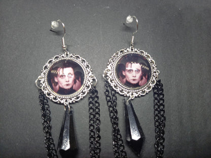 Goth Gothic Witchy burtonesque Tim Burton Johnny Deep Edward Scissorhands "Edward" Deluxe Earrings