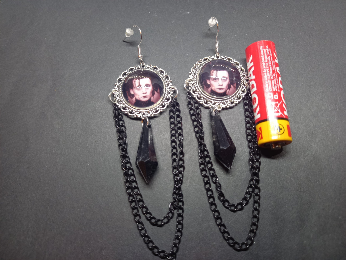 Goth Gothic Witchy burtonesque Tim Burton Johnny Deep Edward Scissorhands "Edward" Deluxe Earrings