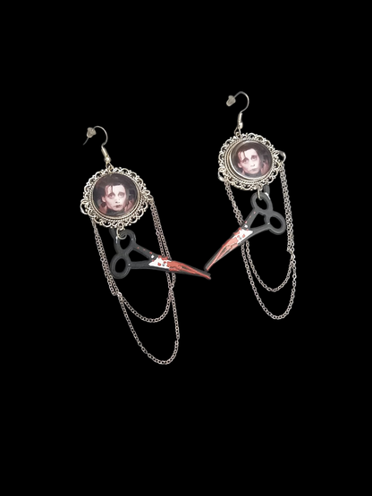 Goth Gothic Witchy Tim Burton Edward Scissorhands "Edward" Deluxe Earrings V2