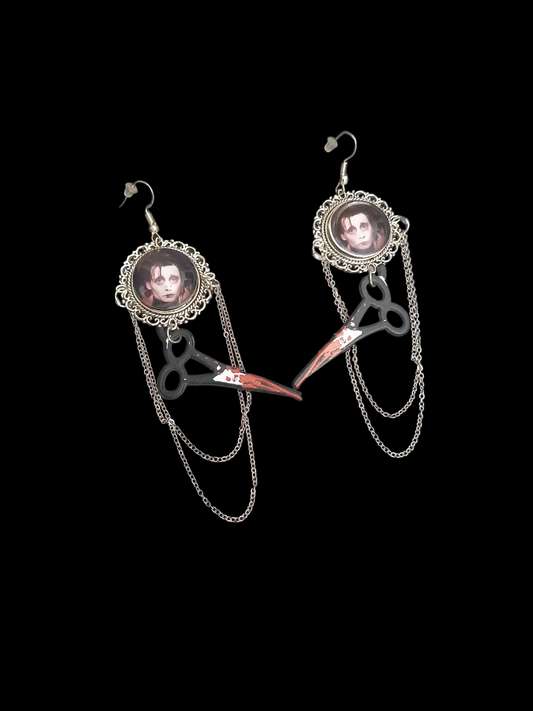 Goth Gothic Witchy Tim Burton Edward Scissorhands "Edward" Deluxe Earrings V2