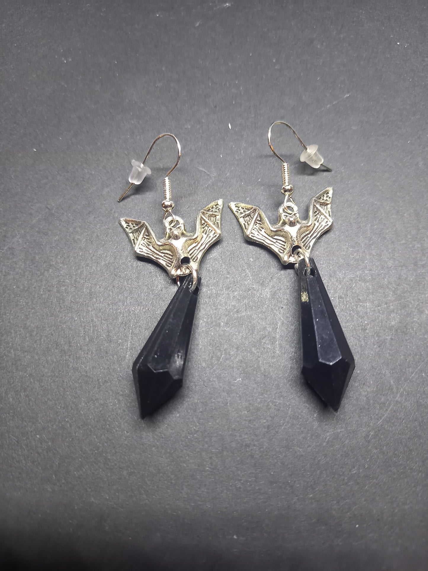 Goth Gothic Vampire Witchy Killstar "Bats with Black acrylic crystals" earrings