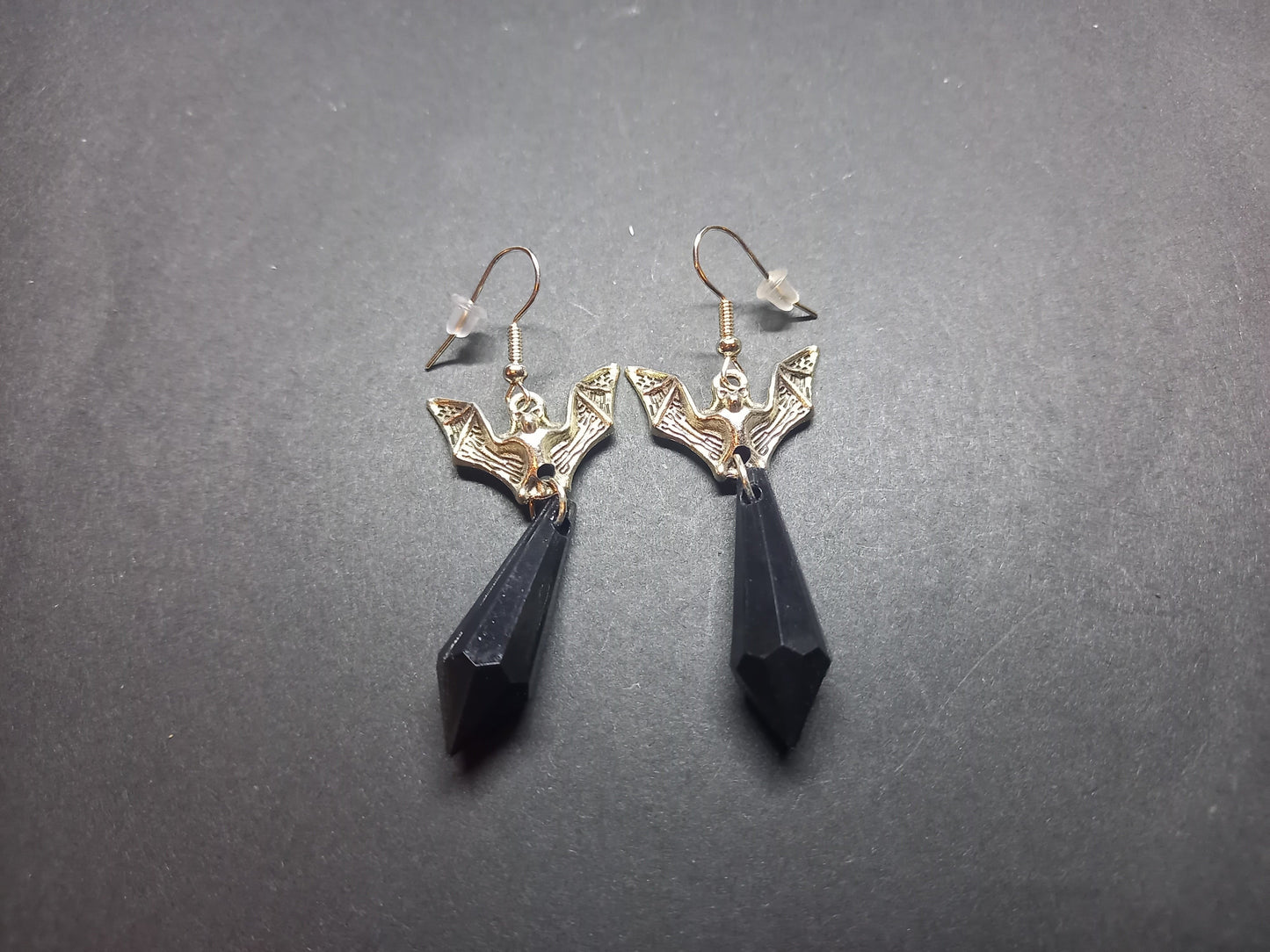 Goth Gothic Vampire Witchy Killstar "Bats with Black acrylic crystals" earrings