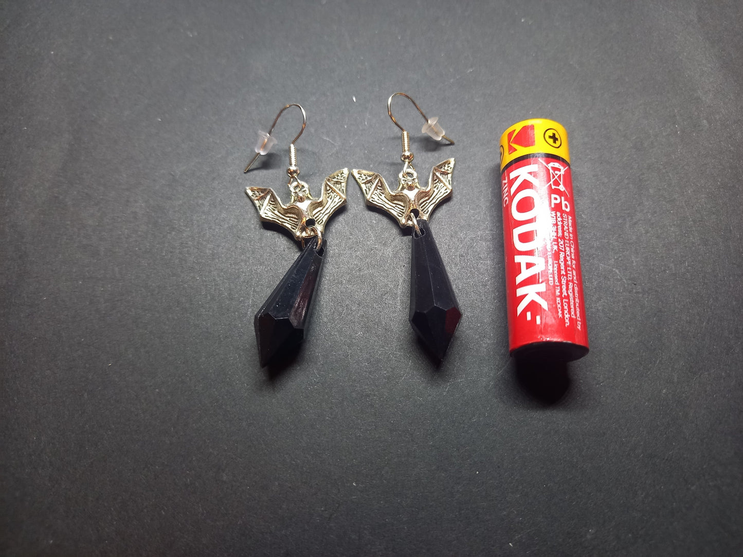 Goth Gothic Vampire Witchy Killstar "Bats with Black acrylic crystals" earrings