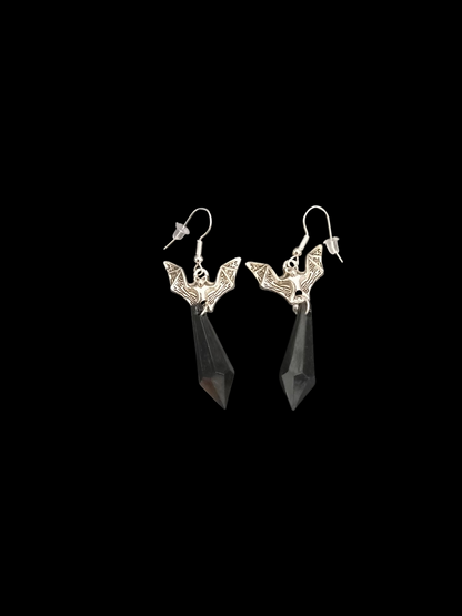 Goth Gothic Vampire Witchy Killstar "Bats with Black acrylic crystals" earrings