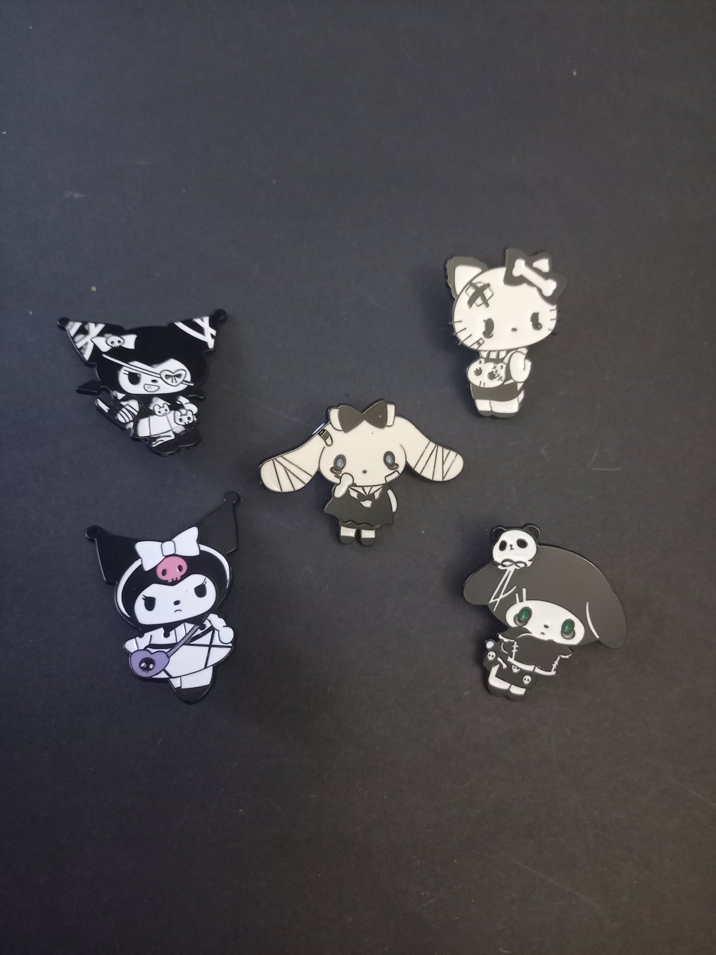 Goth Gothic Witchy hello kitty kuromi enamel pin badges