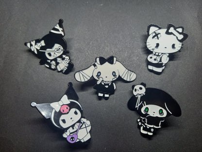 Goth Gothic Witchy hello kitty kuromi enamel pin badges
