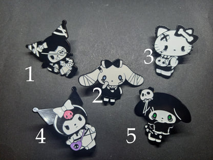 Goth Gothic Witchy hello kitty kuromi enamel pin badges