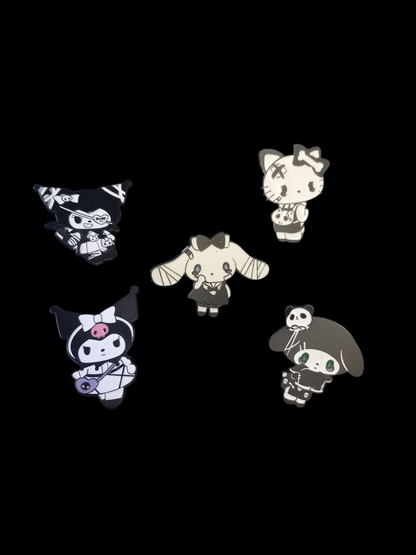 Goth Gothic Witchy hello kitty kuromi enamel pin badges