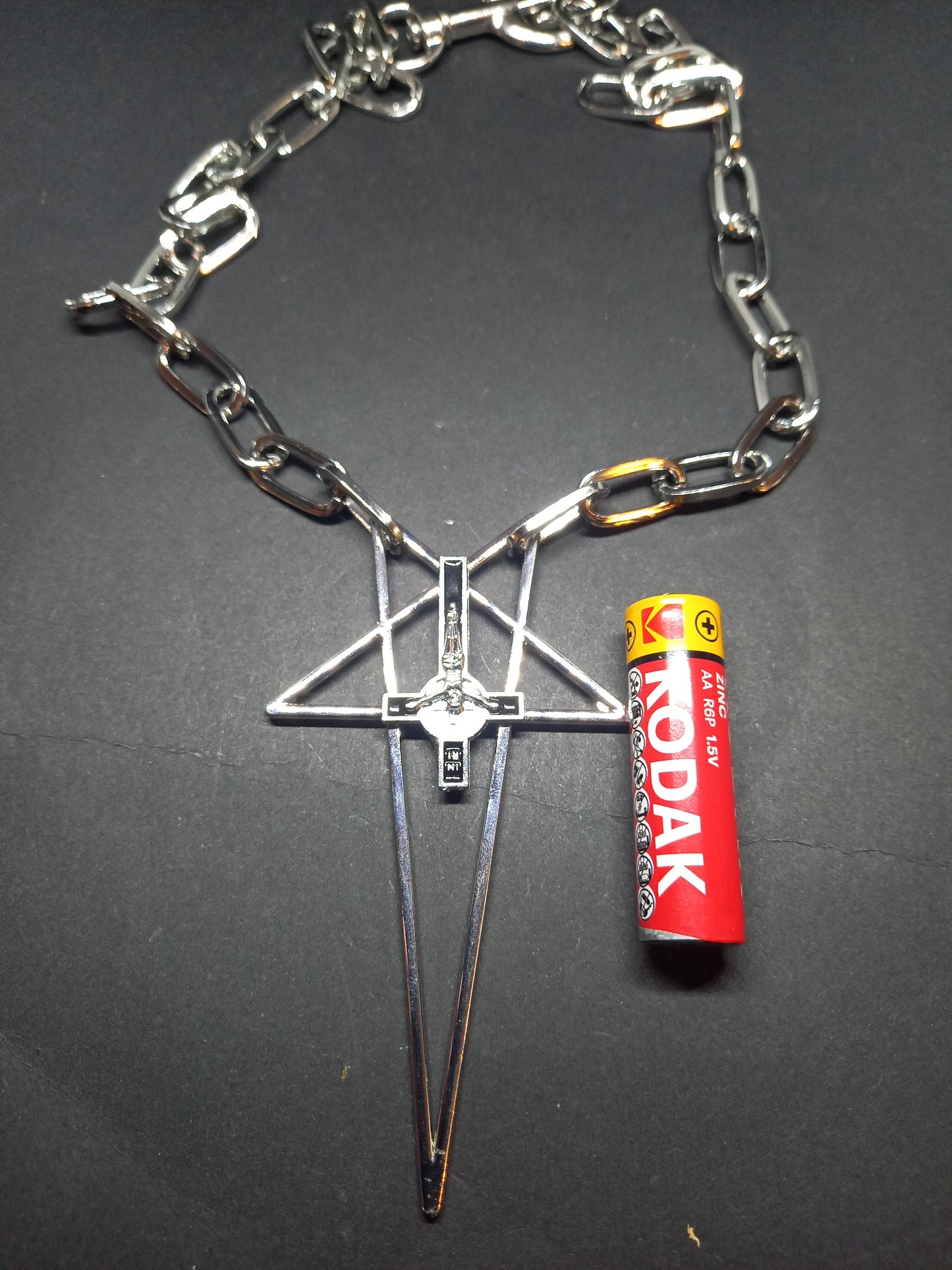 Goth Gothic Witchy killstar witch witchcraft Occult Satanic satanic temple " Stylized inverted pentagram with inverted crucifix Necklace"