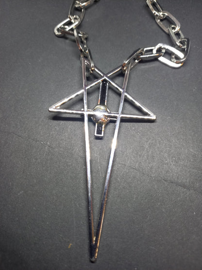 Goth Gothic Witchy killstar witch witchcraft Occult Satanic satanic temple " Stylized inverted pentagram with inverted crucifix Necklace"