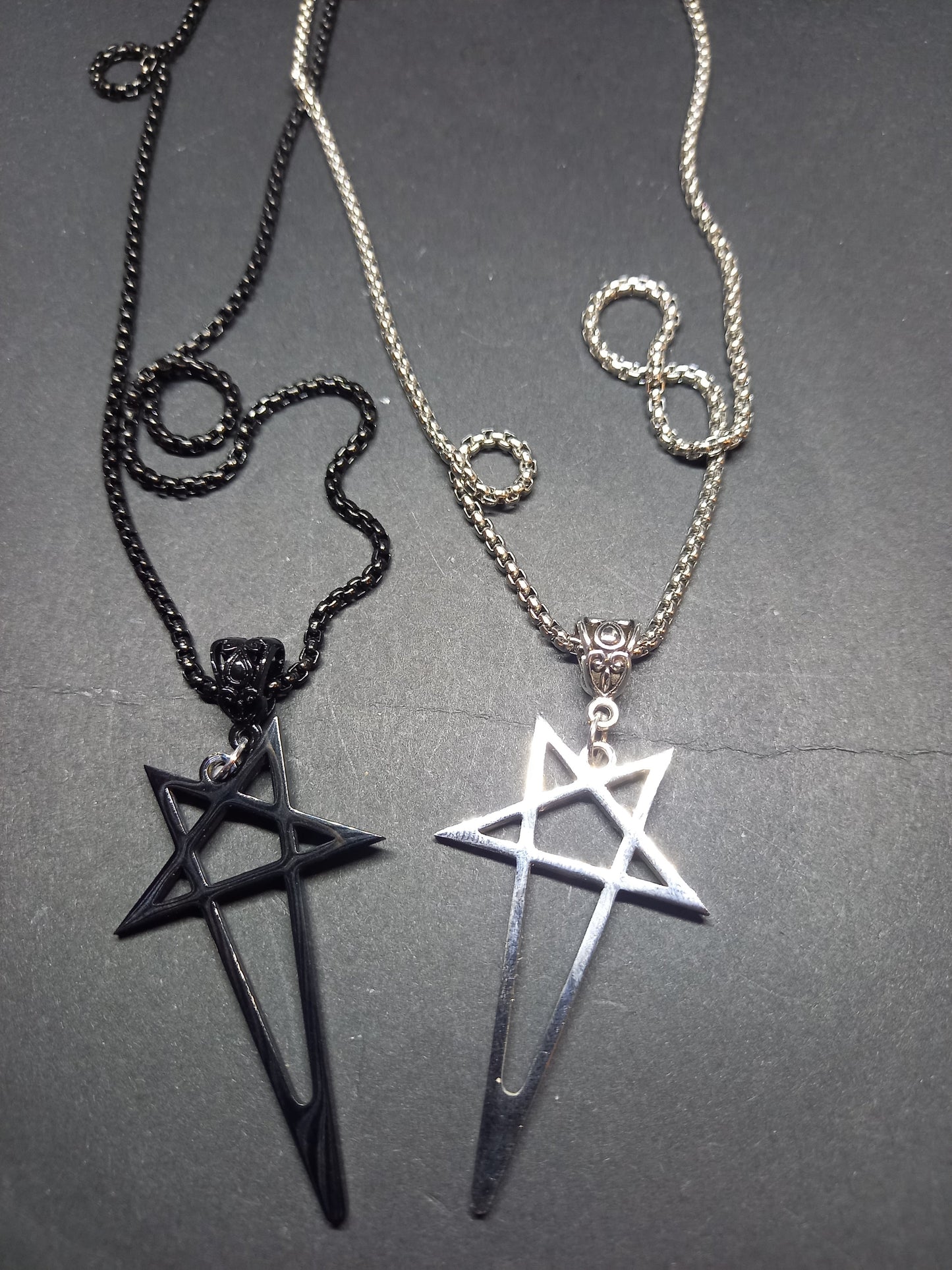 Goth Gothic Witchy killstar witch witchcraft Occult Satanic satanic temple "Stainless steel stylized inverted pentagram Necklace"
