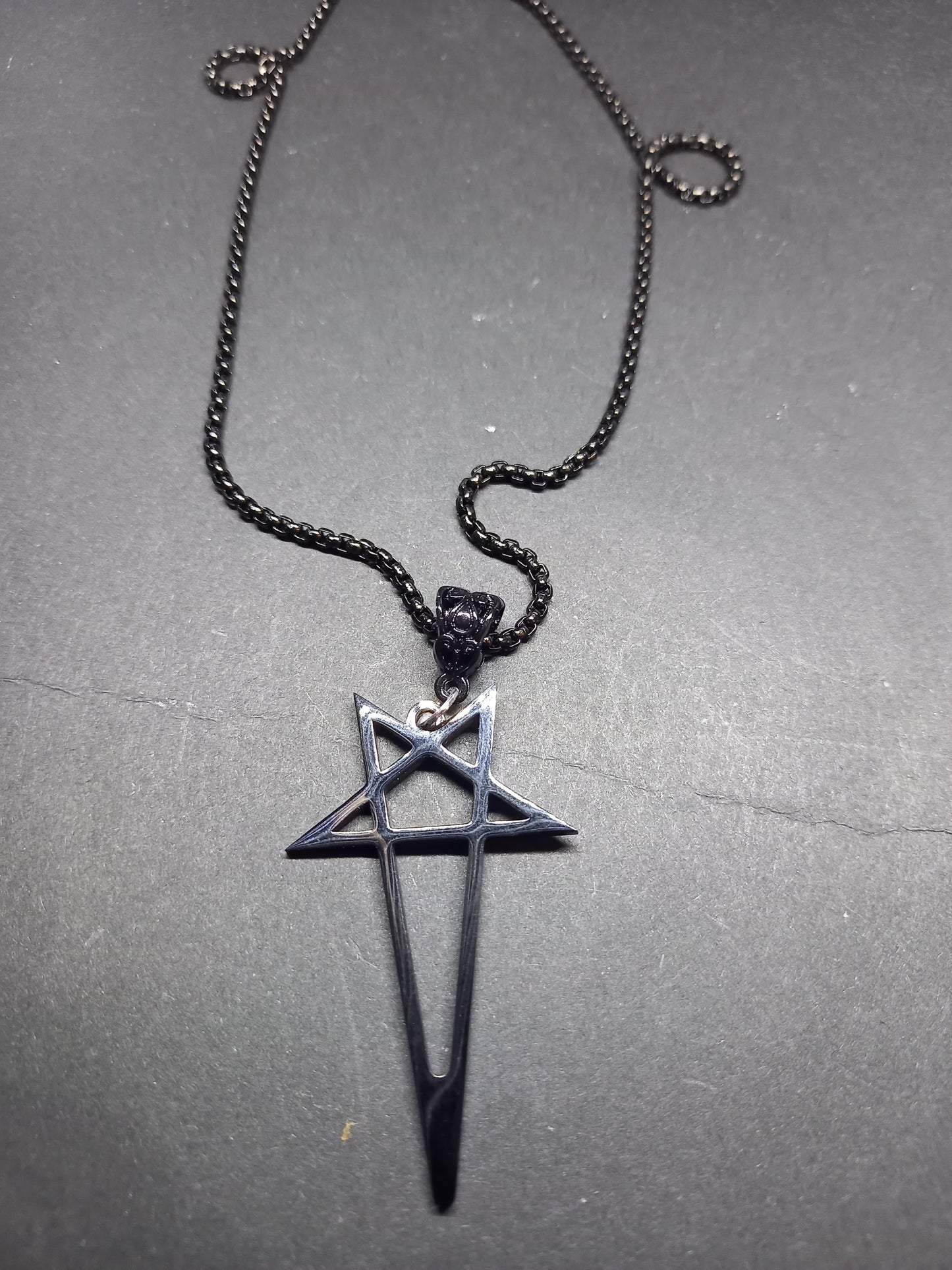 Goth Gothic Witchy killstar witch witchcraft Occult Satanic satanic temple "Stainless steel stylized inverted pentagram Necklace"