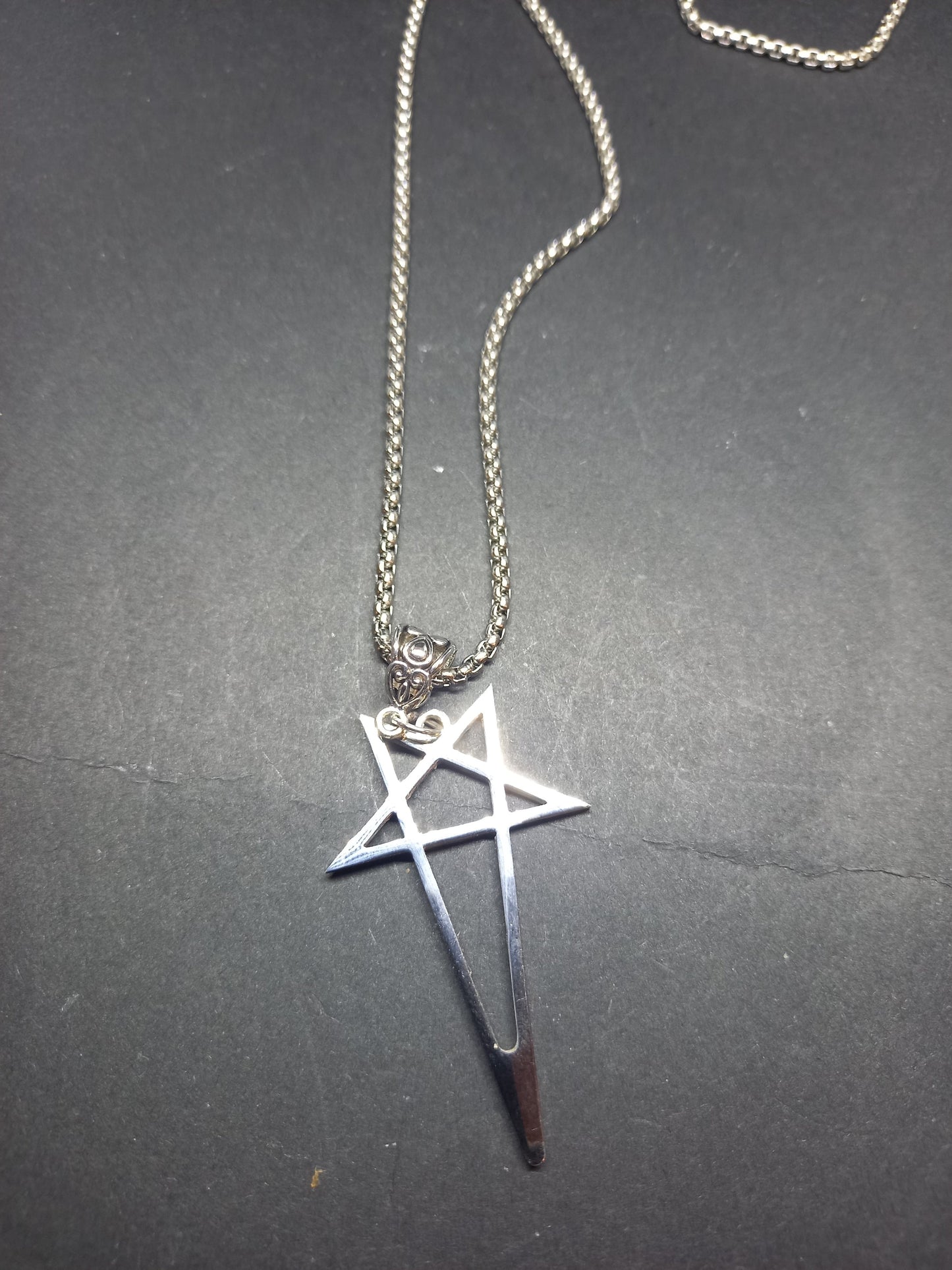 Goth Gothic Witchy killstar witch witchcraft Occult Satanic satanic temple "Stainless steel stylized inverted pentagram Necklace"