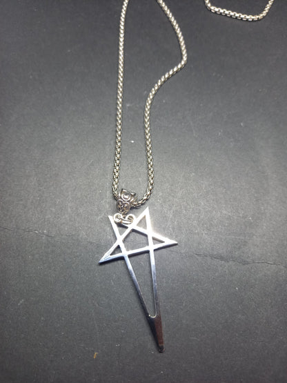 Goth Gothic Witchy killstar witch witchcraft Occult Satanic satanic temple "Stainless steel stylized inverted pentagram Necklace"
