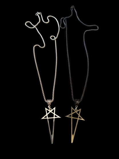Goth Gothic Witchy killstar witch witchcraft Occult Satanic satanic temple "Stainless steel stylized inverted pentagram Necklace"