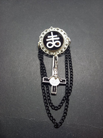 Oddity curiosity goth gothic witchy killstar magic magick occult occultist "Cross of Satan" with chains and inverted crucifix