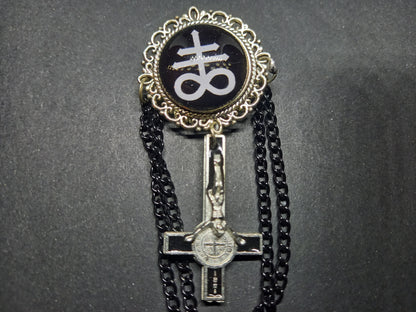 Oddity curiosity goth gothic witchy killstar magic magick occult occultist "Cross of Satan" with chains and inverted crucifix
