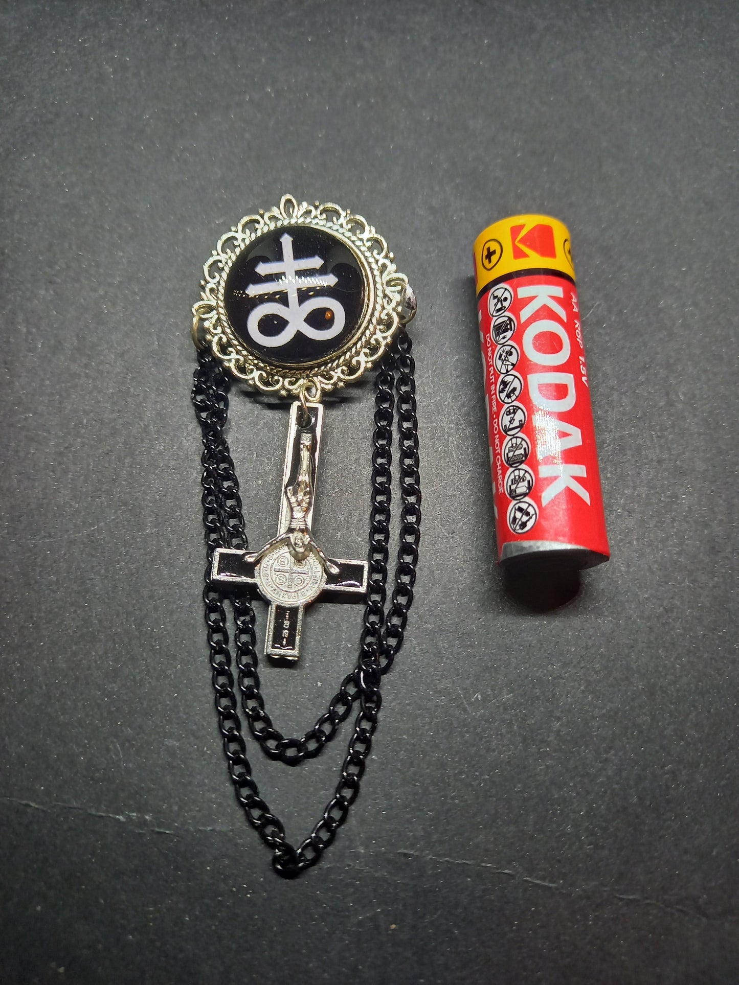 Oddity curiosity goth gothic witchy killstar magic magick occult occultist "Cross of Satan" with chains and inverted crucifix
