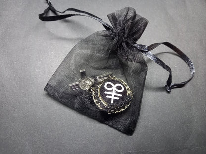 Oddity curiosity goth gothic witchy killstar magic magick occult occultist "Cross of Satan" with chains and inverted crucifix