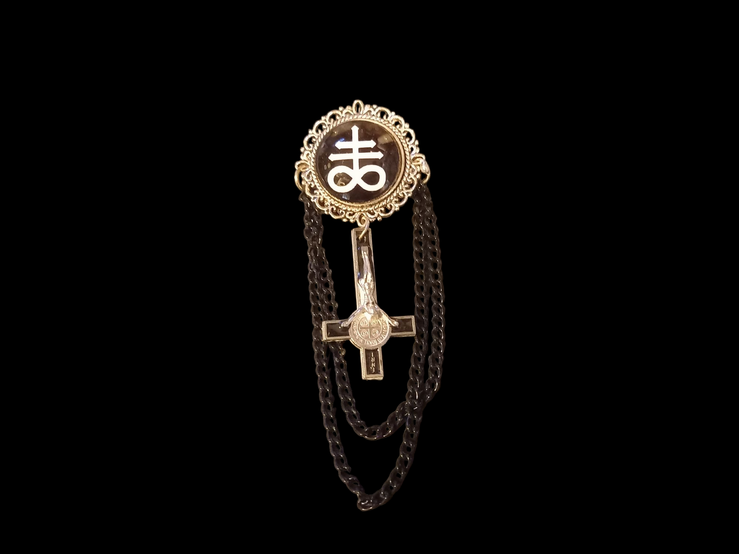 Oddity curiosity goth gothic witchy killstar magic magick occult occultist "Cross of Satan" with chains and inverted crucifix