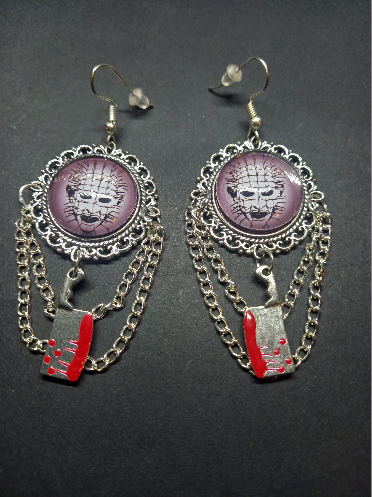 Goth gothic witchy horror Clive Barkers Hellraiser inspired "Stylized Pinhead"  Deluxe Earrings