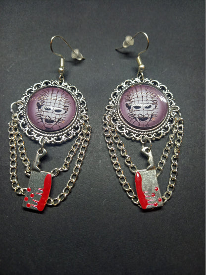 Goth gothic witchy horror Clive Barkers Hellraiser inspired "Stylized Pinhead"  Deluxe Earrings