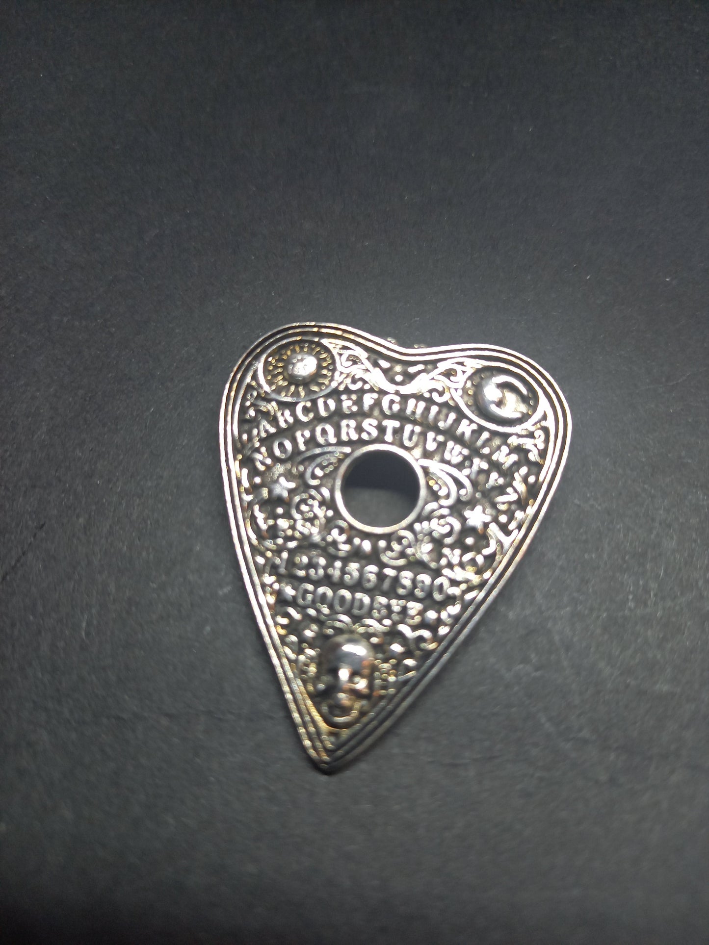 Goth Gothic Witchy Occultist Satanic Pagan "Ouija Planchette " detail metal pin badge/brooch