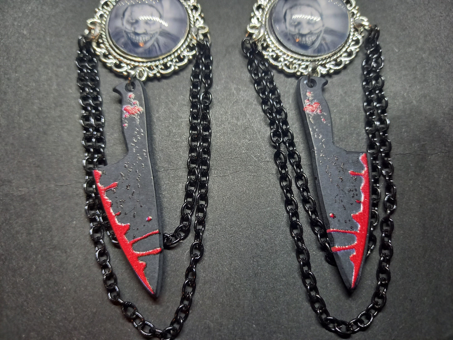 Goth Gothic Witchy  American Horror Story inspired "Twisty the Clown" Deluxe Earrings