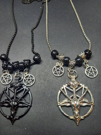 Goth Gothic Witchy killstar witch witchcraft Occult Satanic satanic temple "Goat of Mendes/Baphomet with inverted pentagrams" necklace